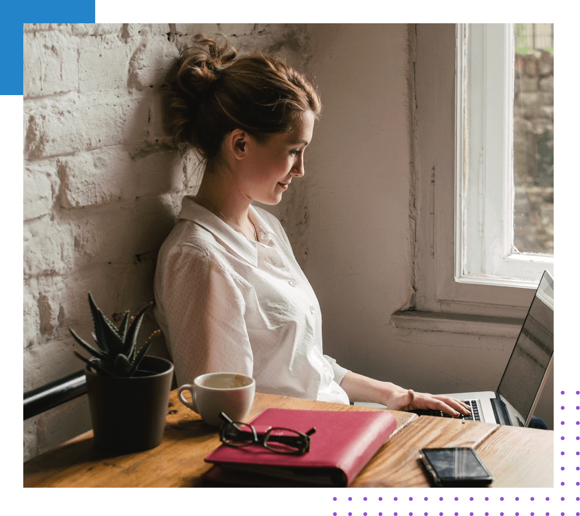 Woman working on laptop