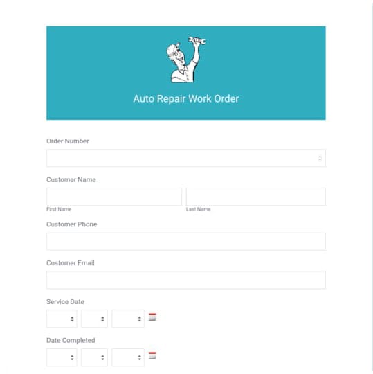 Automotive Repair Order Template graphic