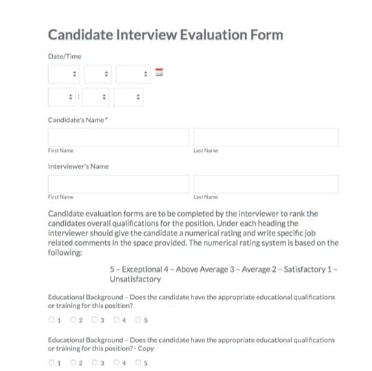 Evaluation Chart Sample