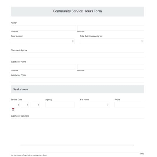 Community Service Form graphic
