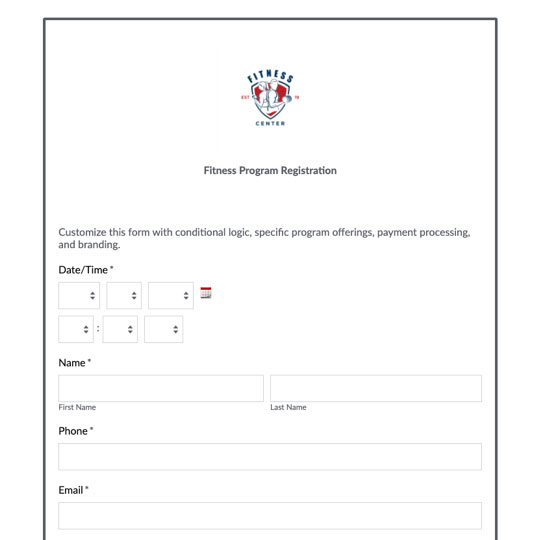 Gym Member Registration Form graphic