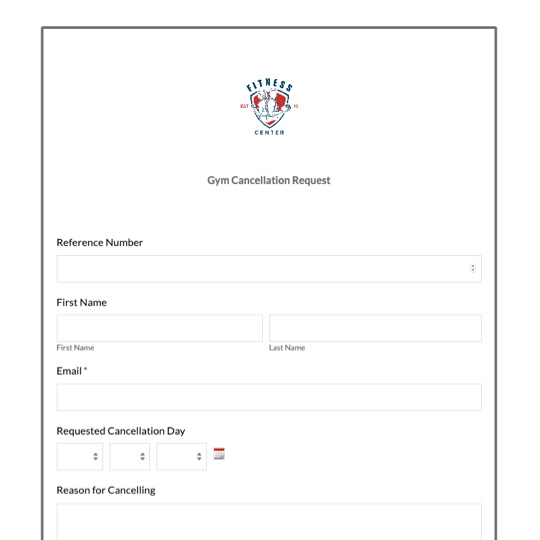 Gym Cancellation Form Template graphic