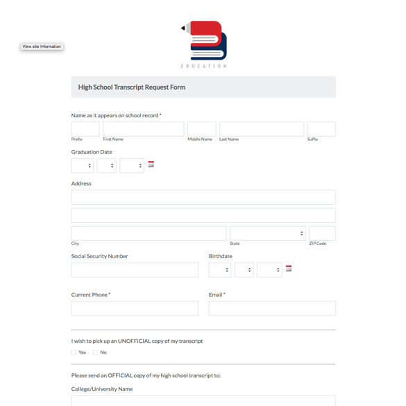 High School Transcript Request Form graphic