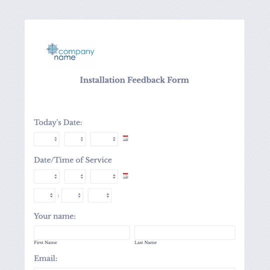 Installation Feedback Form Survey graphic