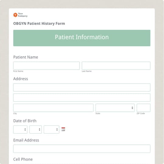 OB-GYN Patient History Form Template graphic