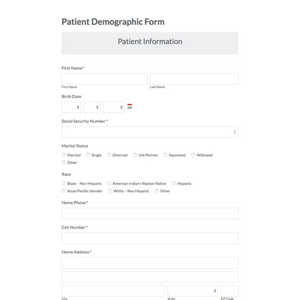 Patient Demographic Form Template graphic