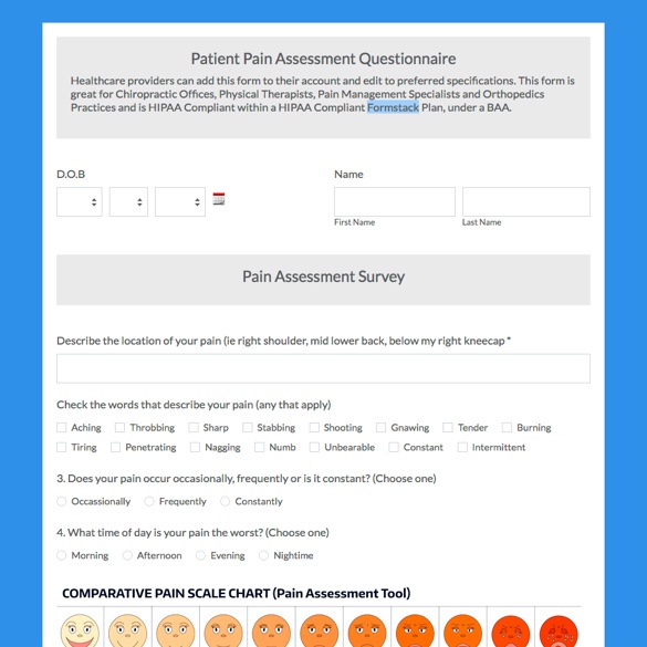 Patient Pain Assessment Form graphic