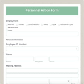 Personnel Action Form Template graphic
