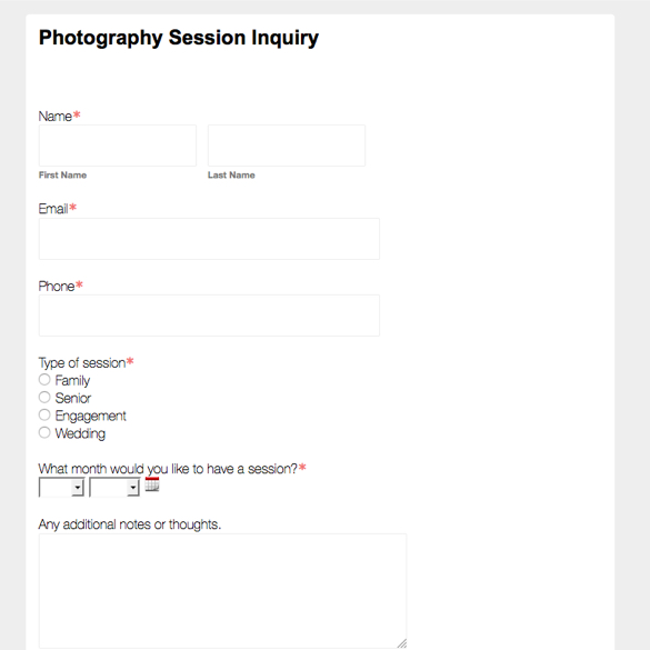 Photo Session Inquiry Form graphic