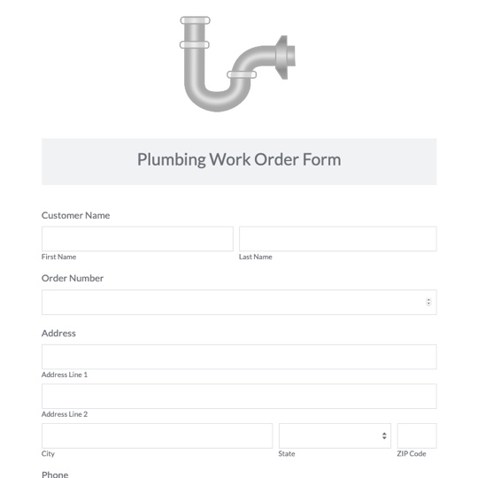Plumbing Work Order Template graphic