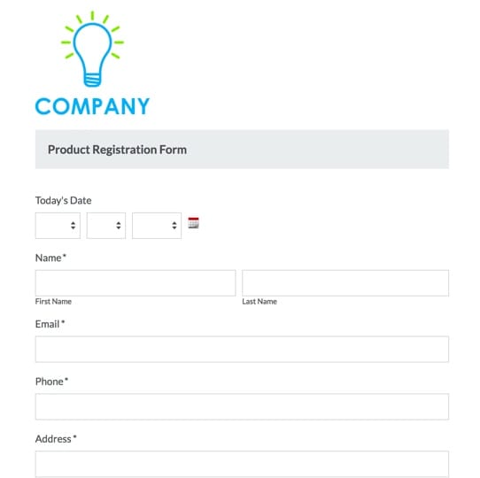 Product Registration Form graphic