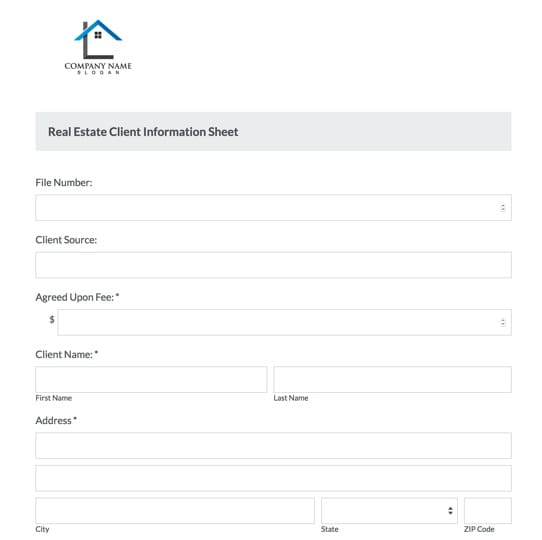 Real Estate Client Information Sheet Template graphic