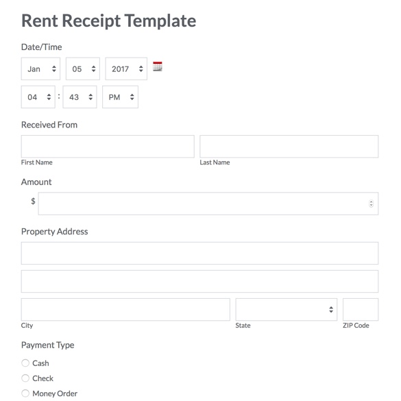 Rent Receipt Form graphic