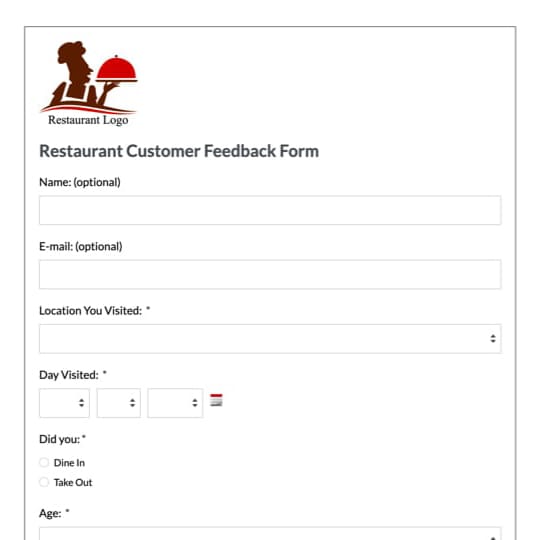 Restaurant Customer Feedback Form Template graphic