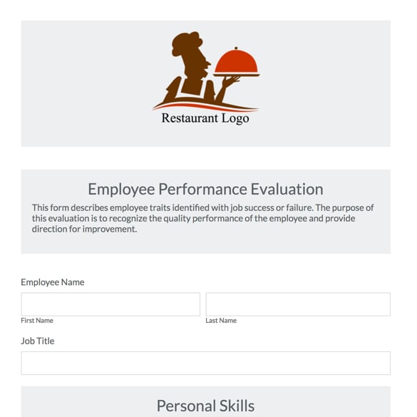 Restaurant Employee Evaluation Form graphic