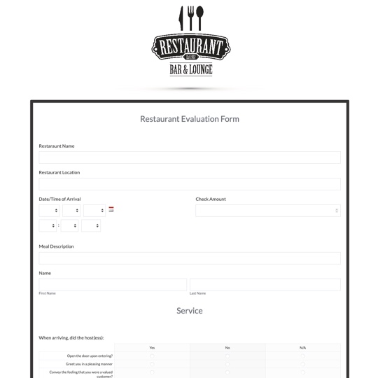 Restaurant Evaluation Form Template graphic