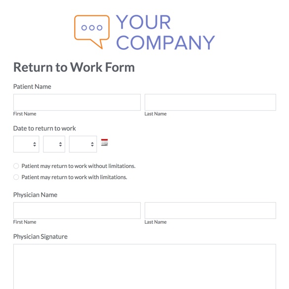 Return to Work Form graphic