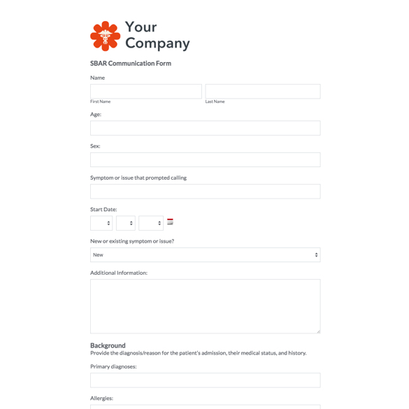 SBAR Form for Home Health Care graphic