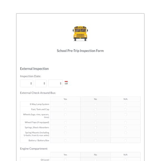 School Bus Pre-Trip Inspection Checklist graphic