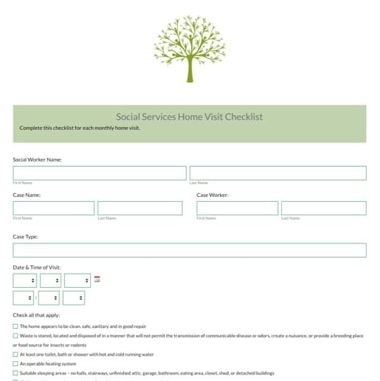 Social Services Home Visit Checklist Template graphic