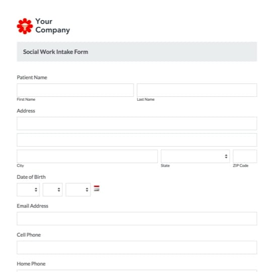 Social Work Intake Form graphic