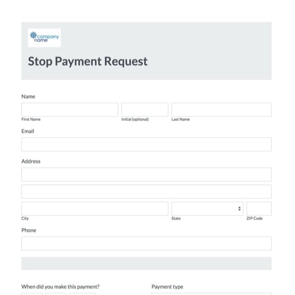 Stop Payment Form graphic