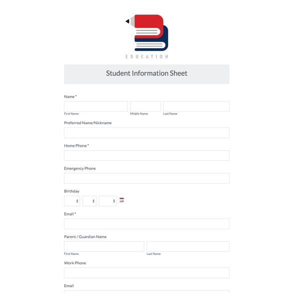 Student Information Form for Teachers graphic