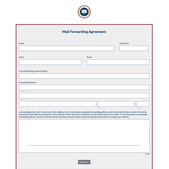 Mail Forwarding Request Form Template graphic