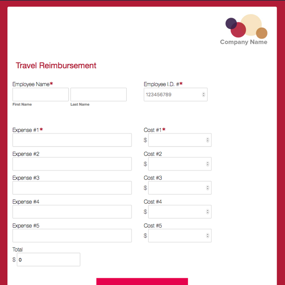 Travel Expense Form Template graphic