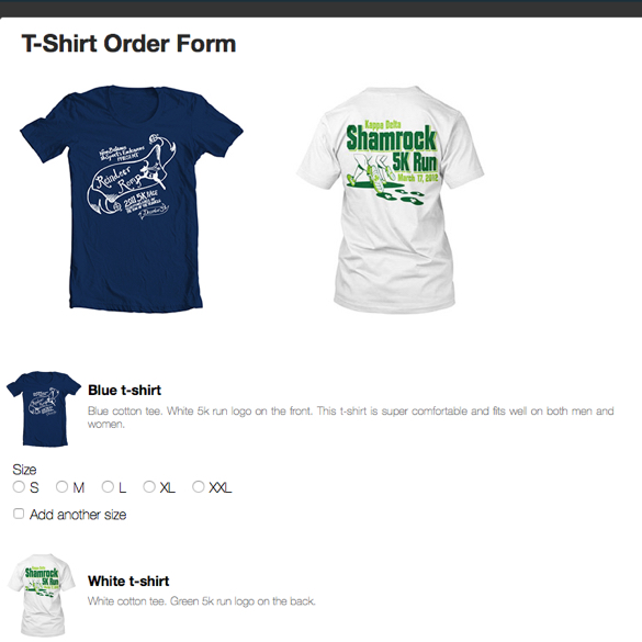 T-Shirt Order Form graphic