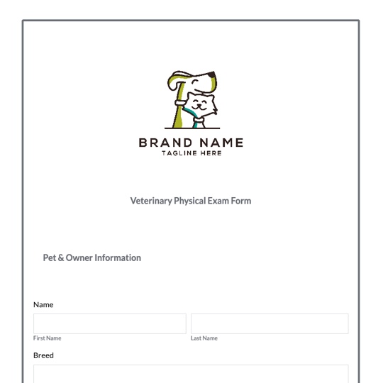 Veterinary Physical Exam Form Template graphic