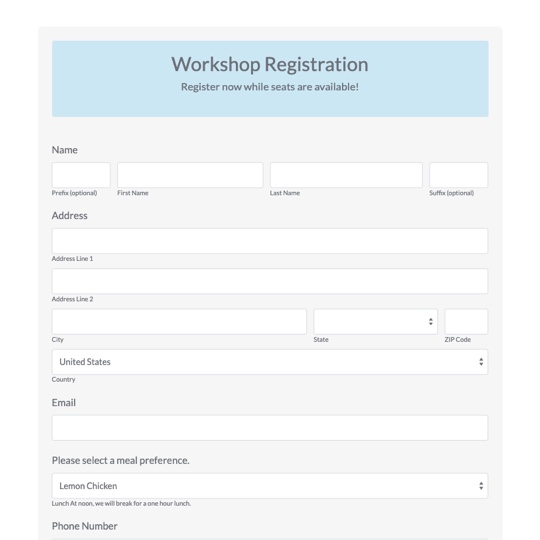 Workshop Registration Form Template graphic